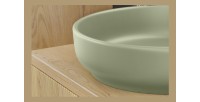 Vasque à poser ronde 40 cm en céramique vert olive mate
