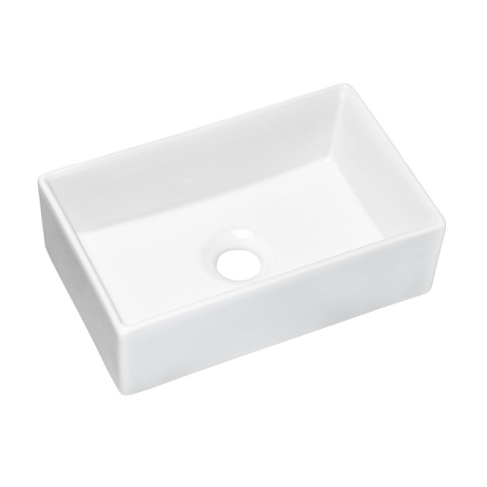Lavabo rettangolare da appoggio 35x22 cm in ceramica bianca lucida