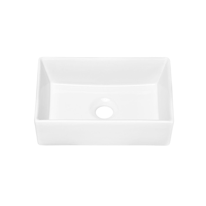 Lavabo rettangolare da appoggio 35x22 cm in ceramica bianca lucida