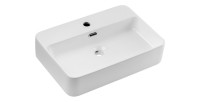 Vasque à poser rectangulaire 55x38 cm en céramique blanche brillante