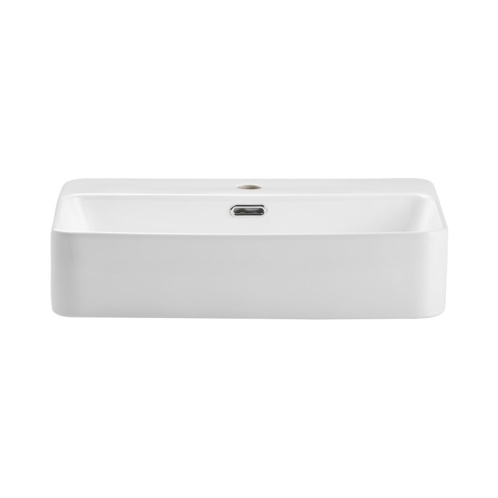 Lavabo da appoggio rettangolare 55x38 cm in ceramica bianca lucida