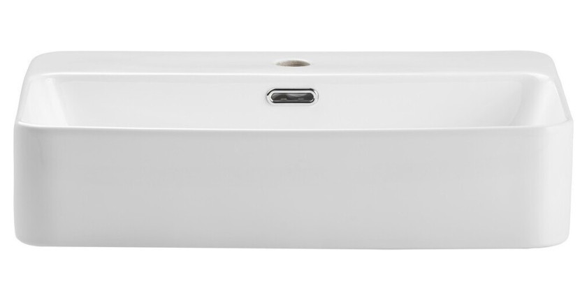 Vasque à poser rectangulaire 55x38 cm en céramique blanche brillante