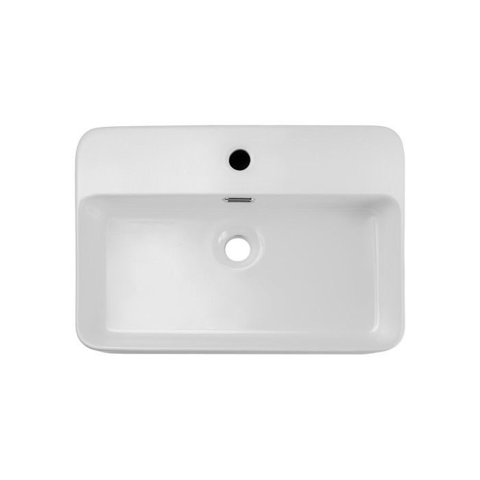 Lavabo da appoggio rettangolare 55x38 cm in ceramica bianca lucida