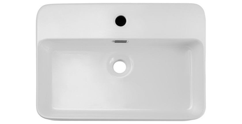 Vasque à poser rectangulaire 55x38 cm en céramique blanche brillante