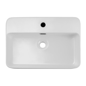 Vasque à poser rectangulaire 55x38 cm en céramique blanche brillante