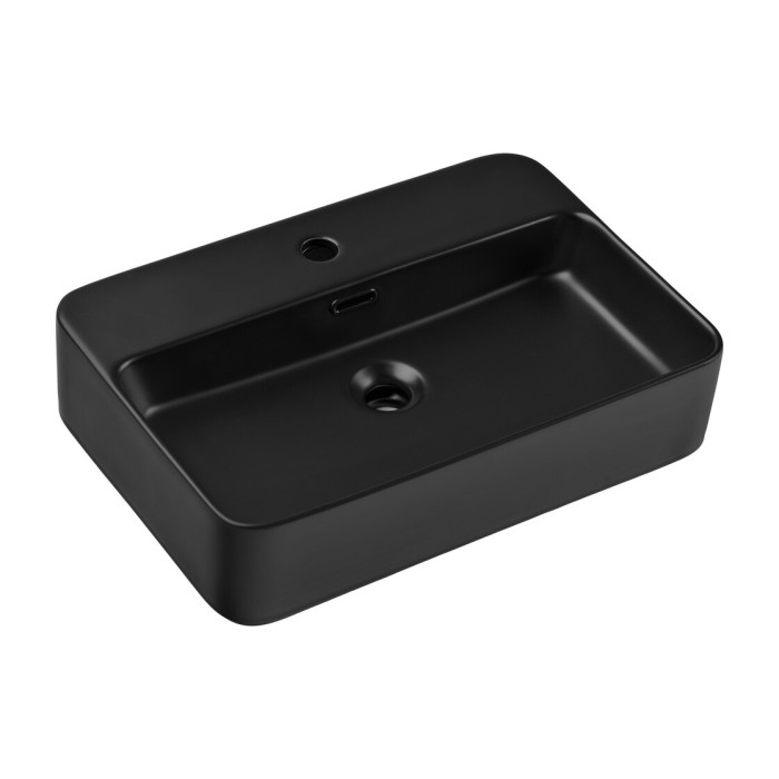 Vasque à poser rectangulaire 55x38 cm en céramique noire mate