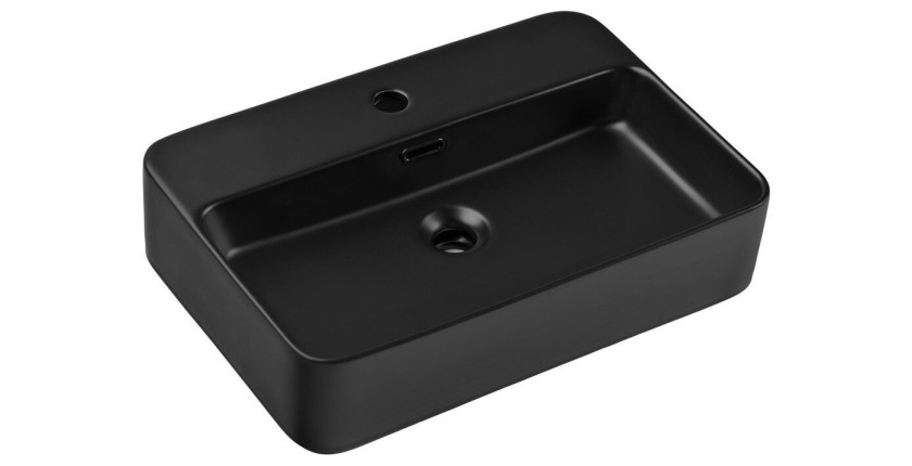 Vasque à poser rectangulaire 55x38 cm en céramique noire mate