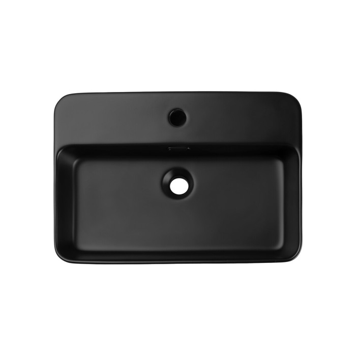 Vasque à poser rectangulaire 55x38 cm en céramique noire mate