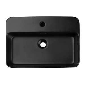 Vasque à poser rectangulaire 55x38 cm en céramique noire mate