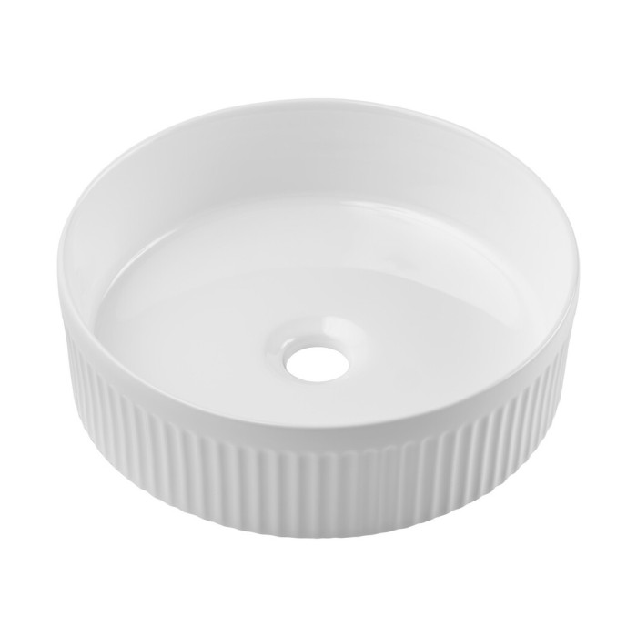 Vasque à poser ronde 36 cm en céramique blanche brillante