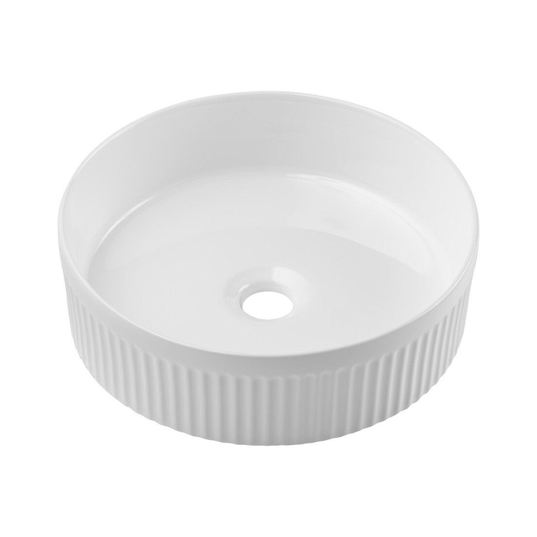 Vasque à poser ronde 36 cm en céramique blanche brillante