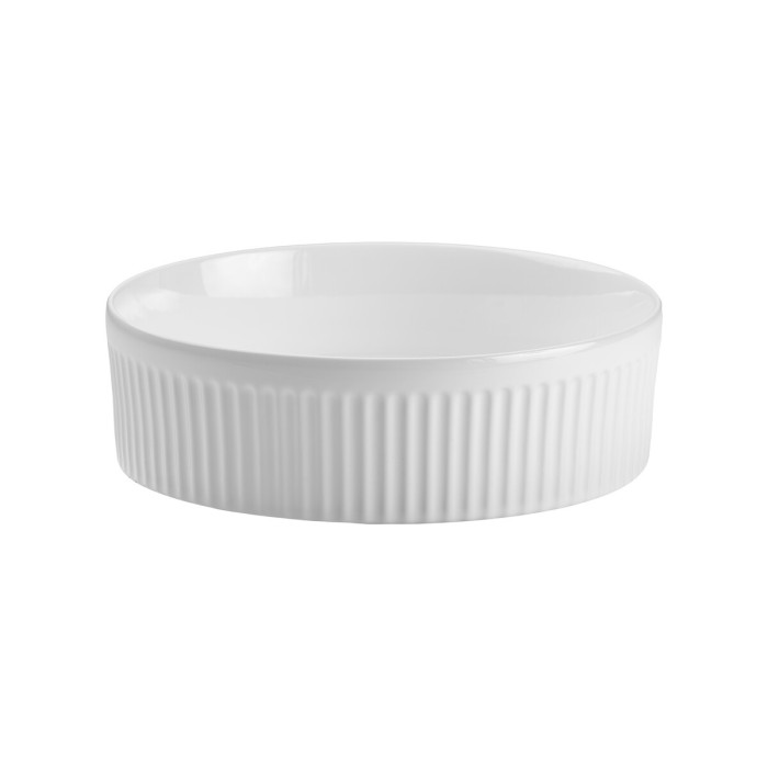 Vasque à poser ronde 36 cm en céramique blanche brillante