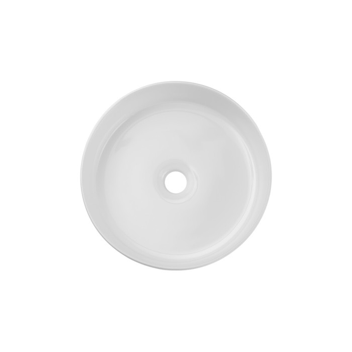 Vasque à poser ronde 36 cm en céramique blanche brillante