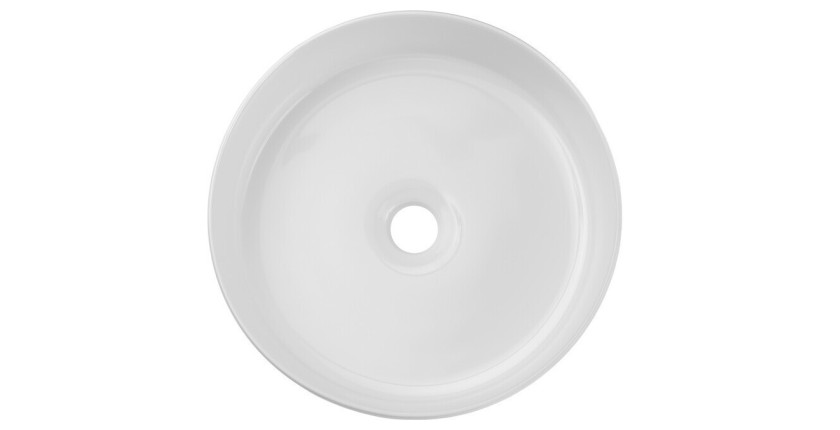 Vasque à poser ronde 36 cm en céramique blanche brillante