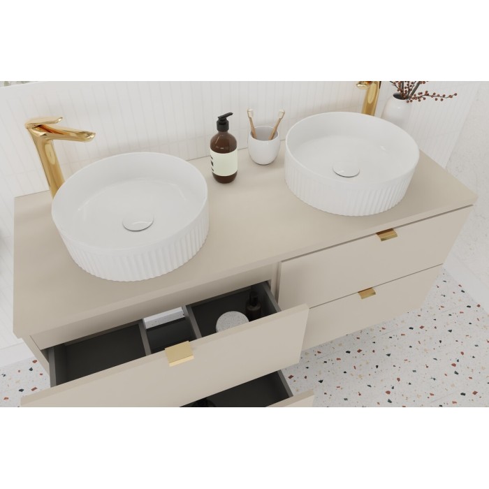 Vasque à poser ronde 36 cm en céramique blanche brillante