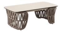 Salon de jardin 7 places CLASSICA aluminium gris avec rotin et table basse 