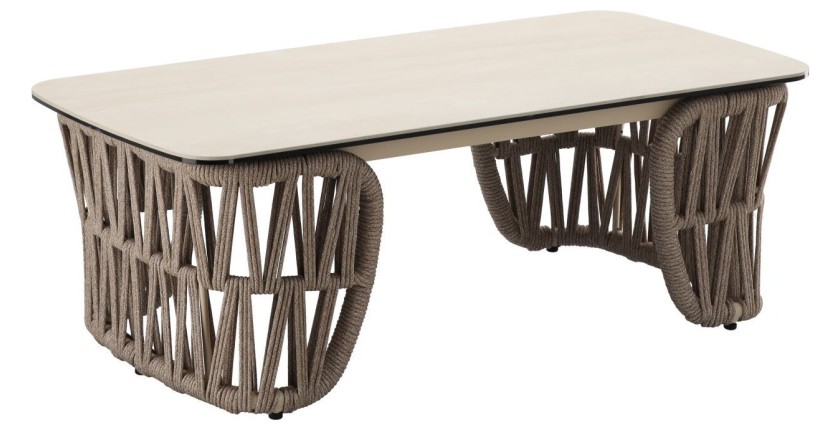 Salon de jardin 7 places CLASSICA aluminium gris avec rotin et table basse 