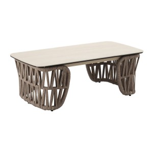 Salon de jardin 4 places aluminium beige avec table basse – CORDIA 