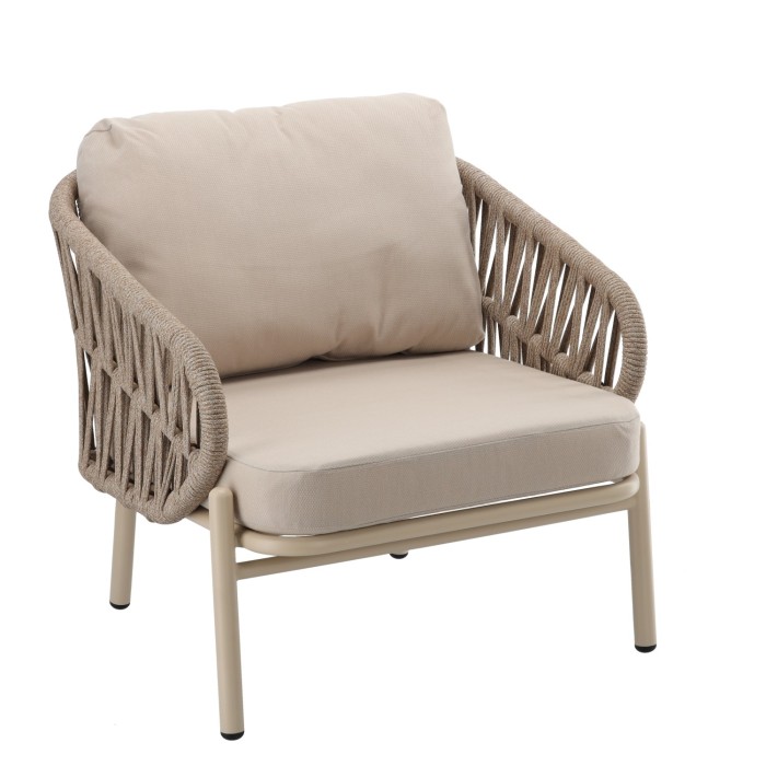 Salon de jardin 4 places aluminium beige avec table basse – CORDIA 