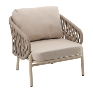 Salon de jardin 7 places CLASSICA aluminium gris avec rotin et table basse 