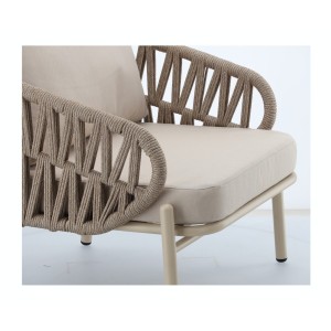 Salon de jardin 7 places CLASSICA aluminium gris avec rotin et table basse 