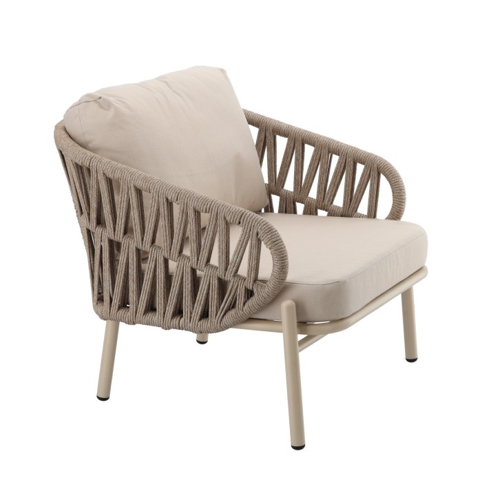 Salon de jardin 4 places aluminium beige avec table basse – CORDIA 