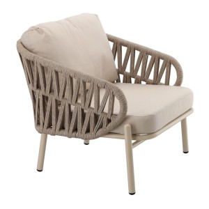 Salon de jardin 4 places aluminium beige avec table basse – CORDIA 