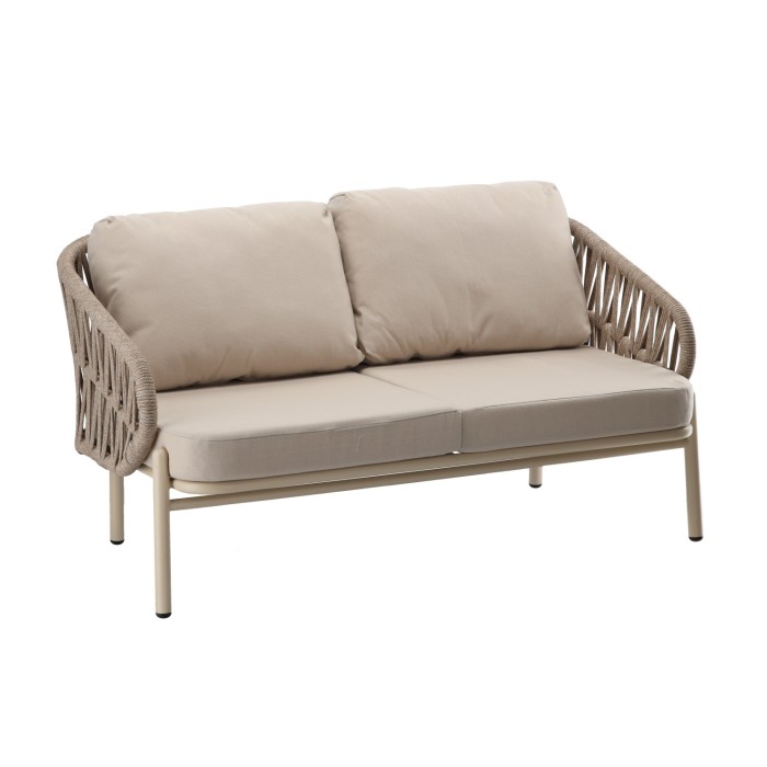 Salon de jardin 4 places aluminium beige avec table basse – CORDIA 