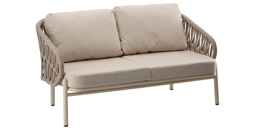 Salon de jardin 7 places CLASSICA aluminium gris avec rotin et table basse 