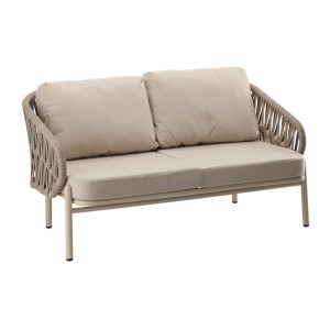 Salon de jardin 7 places CLASSICA aluminium gris avec rotin et table basse 