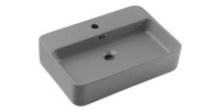 Vasque à poser rectangulaire 55x38 cm en céramique gris clair mate