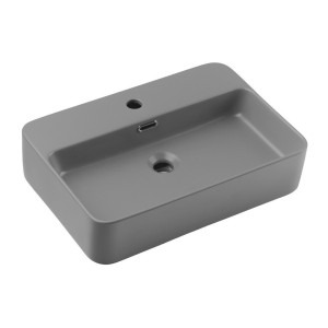 Vasque à poser rectangulaire 55x38 cm en céramique gris clair mate