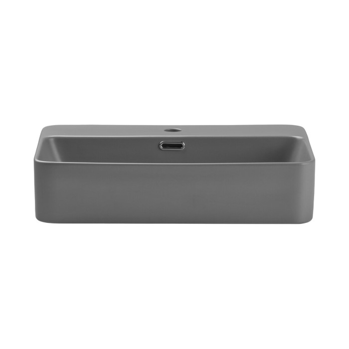 Vasque à poser rectangulaire 55x38 cm en céramique gris clair mate