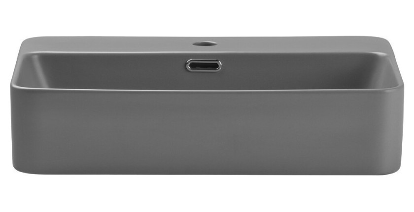 Vasque à poser rectangulaire 55x38 cm en céramique gris clair mate