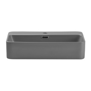 Vasque à poser rectangulaire 55x38 cm en céramique gris clair mate