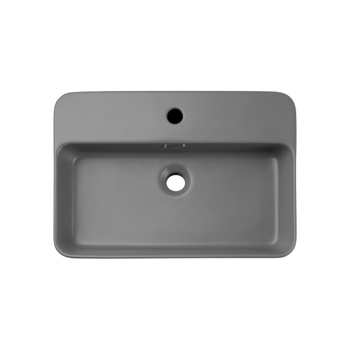Vasque à poser rectangulaire 55x38 cm en céramique gris clair mate
