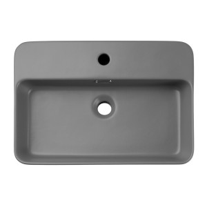 Vasque à poser rectangulaire 55x38 cm en céramique gris clair mate