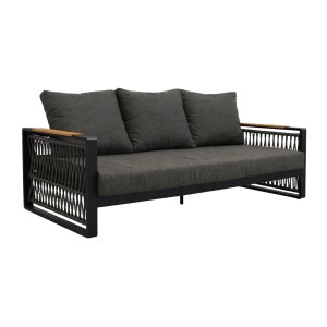 Salon de jardin 6 places TEKARA aluminium gris avec corde et table repas 