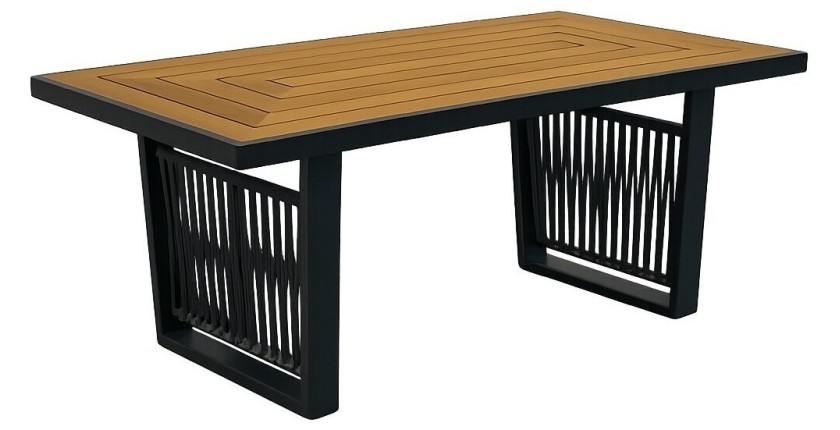 Salon de jardin 6 places TEKARA aluminium gris avec corde et table repas 