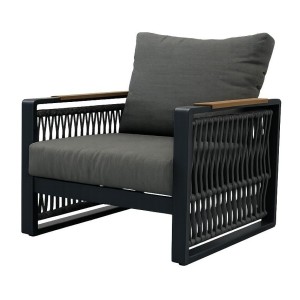 Salon de jardin 6 places TEKARA aluminium gris avec corde et table repas 