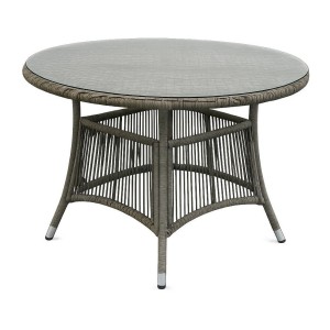 Salon de jardin 4 places MARVENA avec 4 fauteuils et table ronde beige 