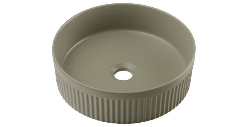 Vasque à poser ronde 36 cm en céramique vert olive mate
