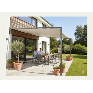 Salon de jardin DARVIA 6 places table 150 cm aluminium anthracite haut de gamme 