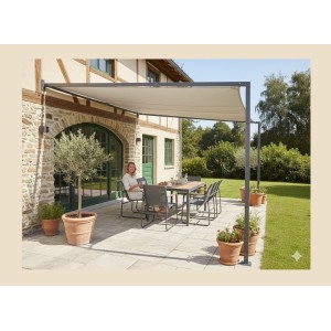 Salon de jardin DARVIA 6 places table 150 cm aluminium anthracite haut de gamme 