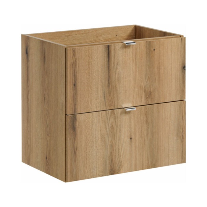 Conjunto de baño suspendido VANO acabado roble y negro 60cm: mueble bajo lavabo con cajones + encimera para lavabo