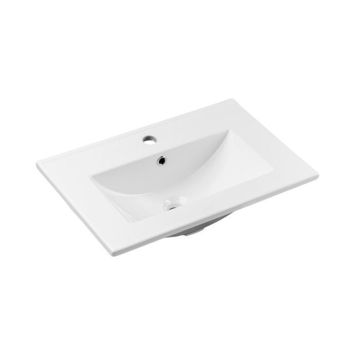 Conjunto de baño suspendido VANO acabado en roble 60cm: mueble bajo lavabo con cajones + lavabo empotrado