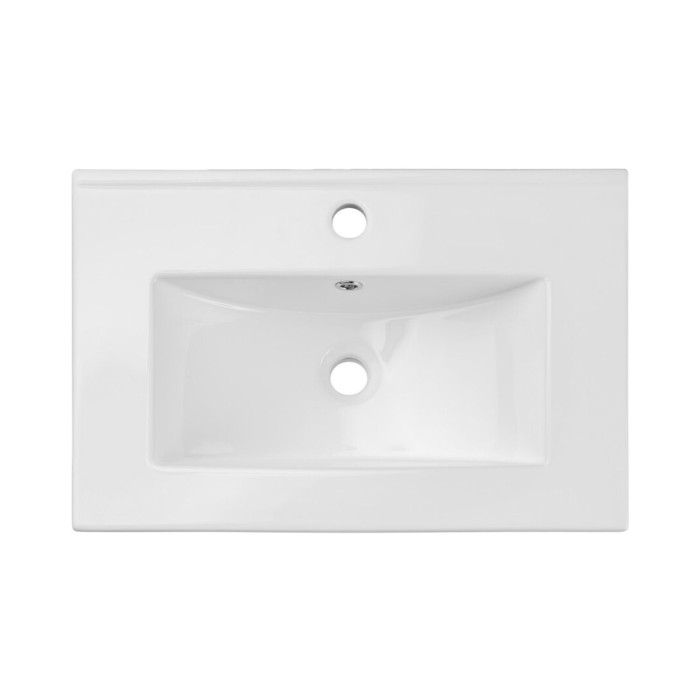 Conjunto de baño suspendido VANO acabado roble 60cm: mueble bajo lavabo con armarios + lavabo encastrado