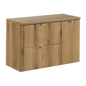 Ensemble VANO 90cm chêne : meubles sous vasque à tiroirs et placards, plan pour vasque