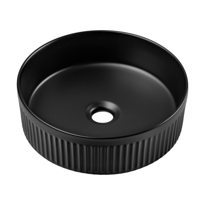 Vasque à poser ronde 36 cm en céramique noire mate