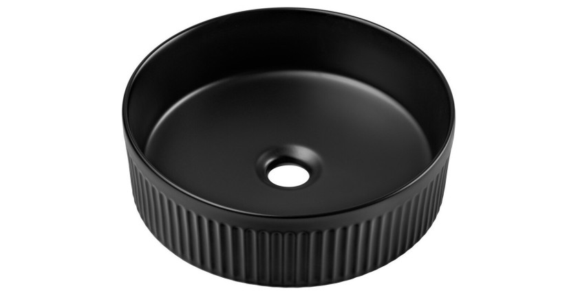 Vasque à poser ronde 36 cm en céramique noire mate